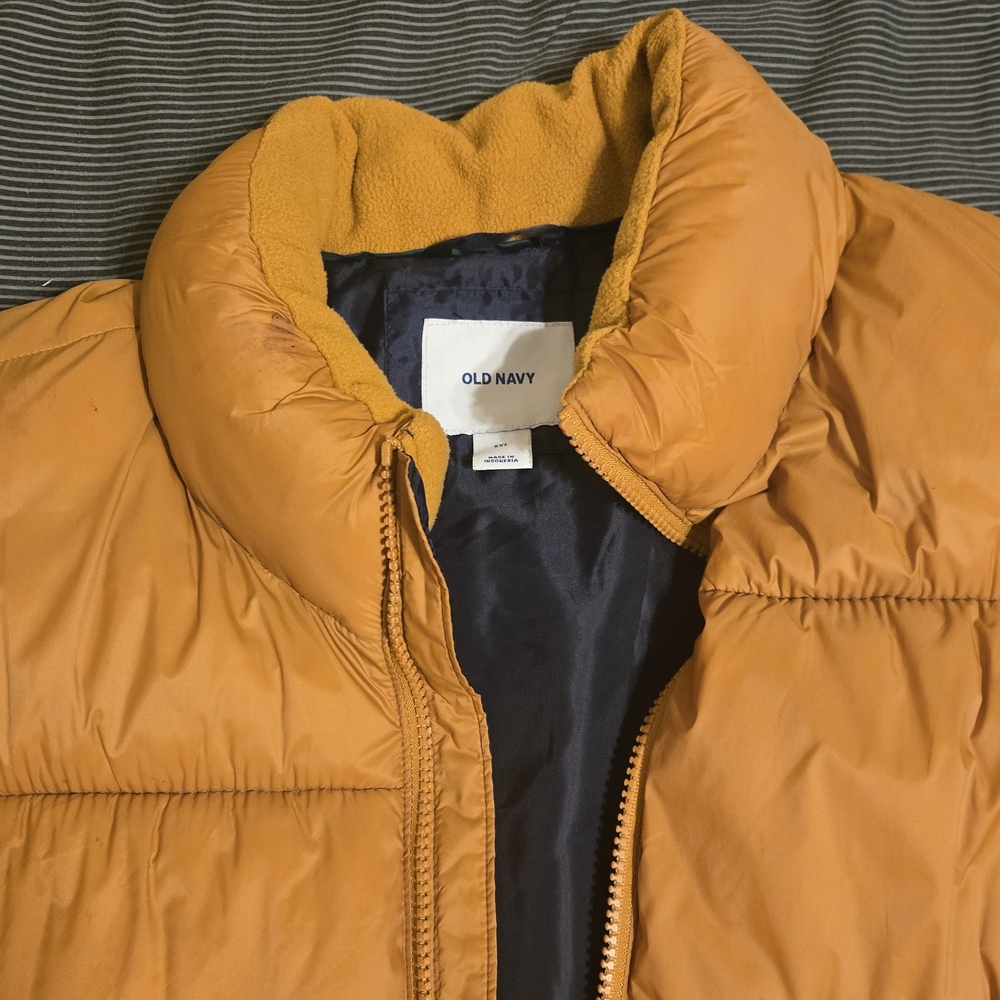 Old Navy Men's Orange Puffer Jacket